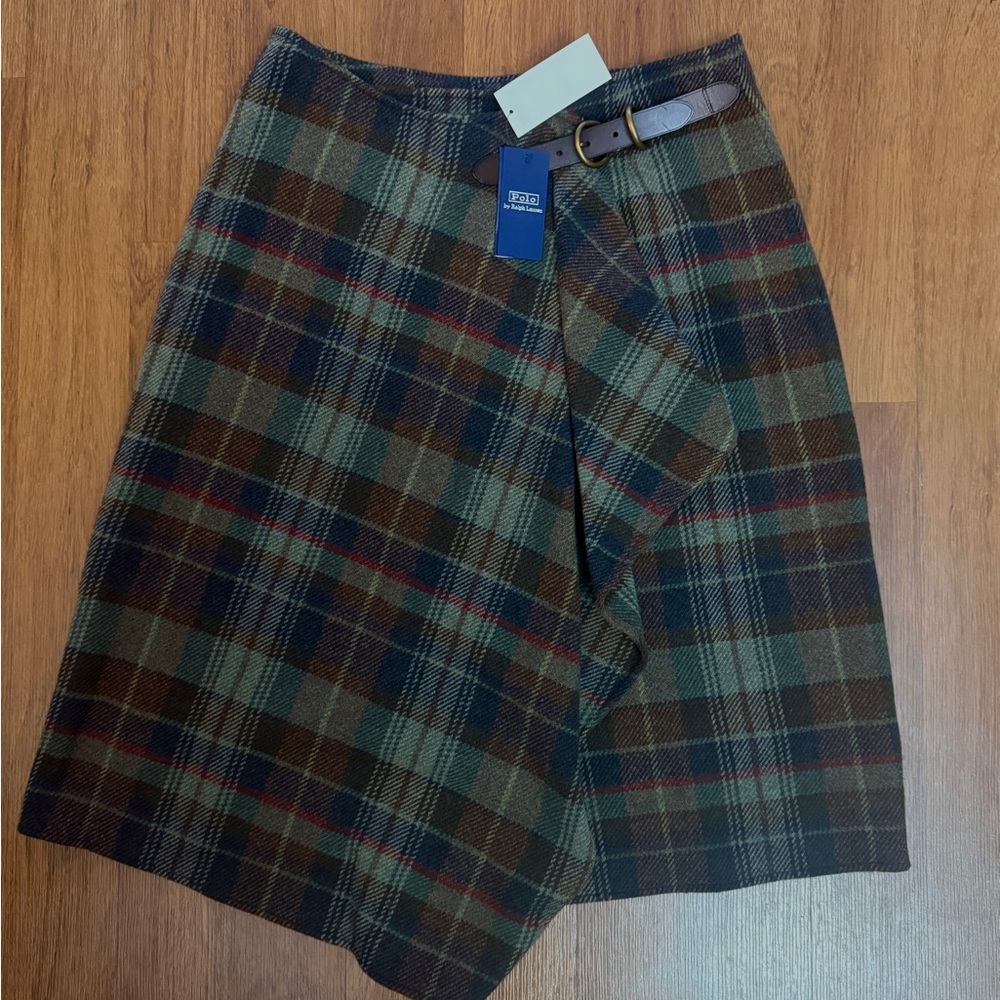 Polo Ralph Lauren Asymmetrical Wool Plaid Skirt